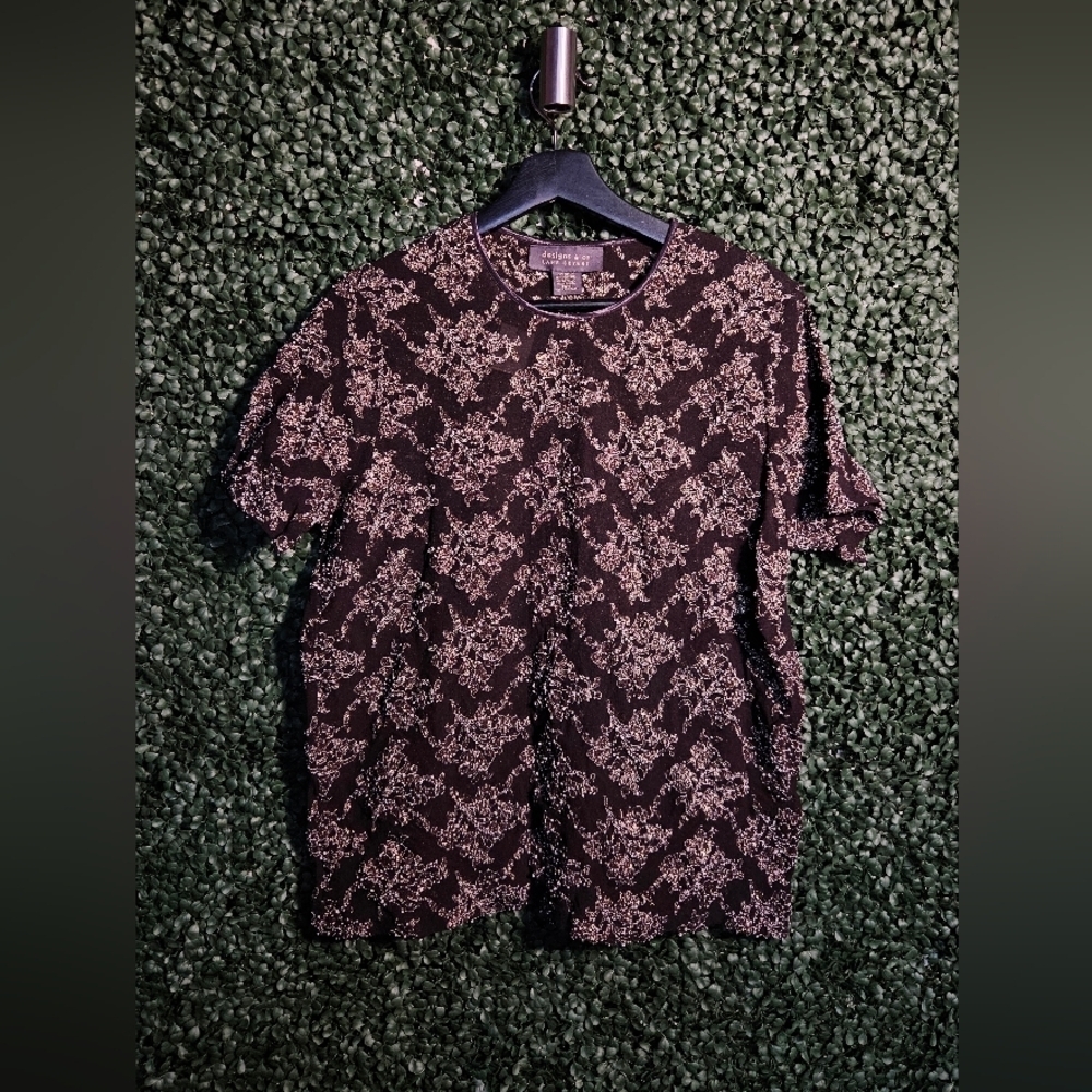 Lane Bryant Brown And Shimmer Sheer Shirt